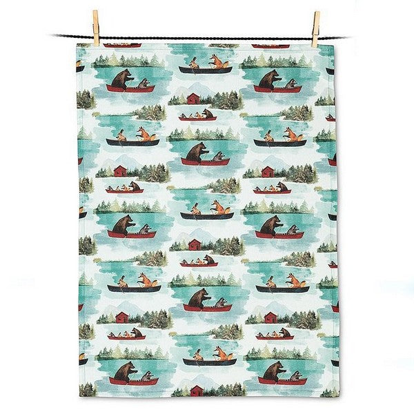 Animals In Canoe Tea Towel | boogie + birdie