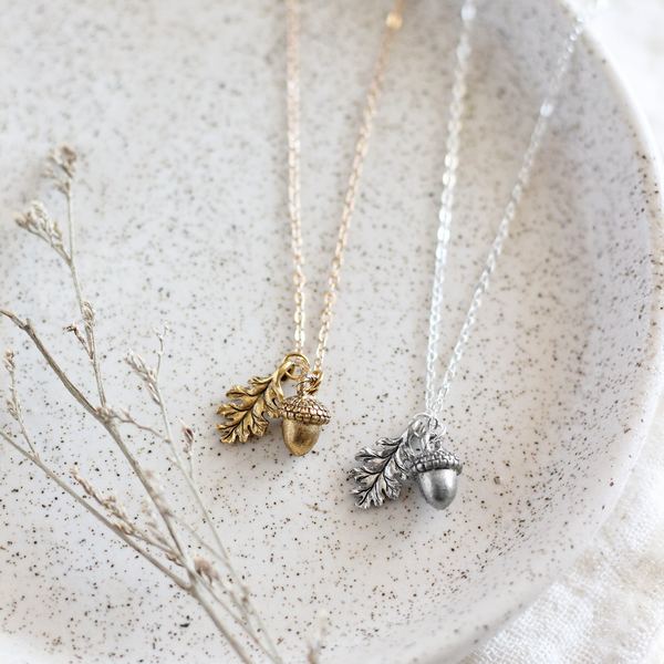 Silver Acorn & Oak Leaf Necklace | Birch Jewellery | boogie + birdie