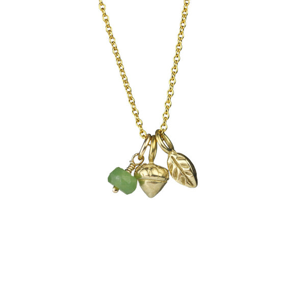 Gold Acorn & Leaf Cluster Necklace | Marmalade Designs | boogie + birdie