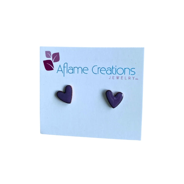 Lavender Heart Enamel Stud Earrings | Aflame Jewellery | boogie + birdie
