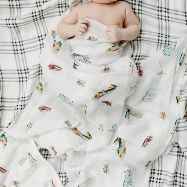 All Aboard Muslin Swaddle (SWAAB) | Loulou Lollipop | boogie + birdie