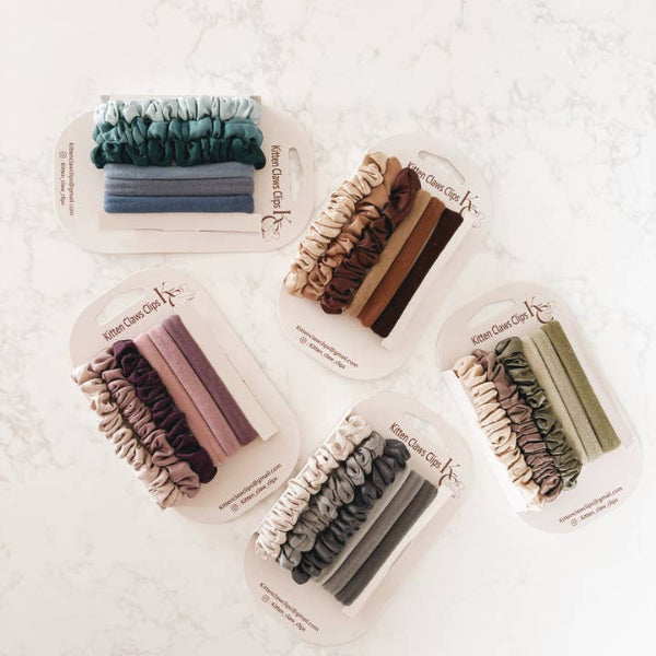 Blue Damage Free Hair Ties | Set of 6 | Kitten Claws Clips | boogie + birdie