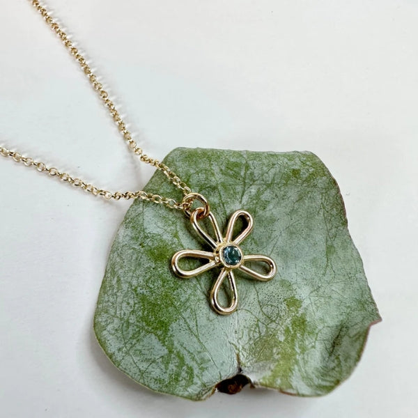 Gold Garden Aquamarine March Birthstone Necklace | Open Fire | boogie + birdie