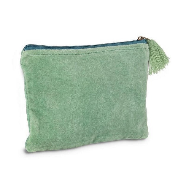 Medium Aqua Striped Zippered Pouch (52-CHELSEA-02-MD) | Bags | boogie + birdie