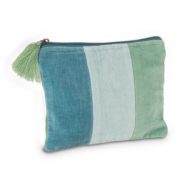 Medium Aqua Striped Zippered Pouch (52-CHELSEA-02-MD) | Bags | boogie + birdie