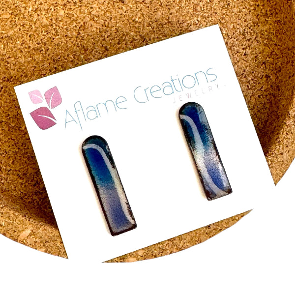 Atlantic Enamel Horizon Tab Stud Earrings | Aflame Creations | boogie + birdie
