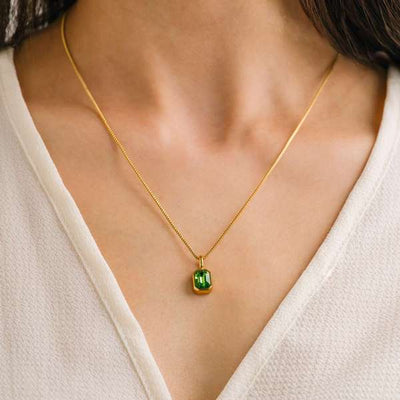 Gold Peridot August Birthstone Waterproof Necklace | Lover's Tempo | boogie + birdie