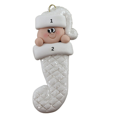 Personalized Baby Stocking Glitter White Ornament | Ornamentopia | boogie + birdie