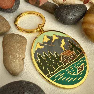 Mountain & Cabin Bankhead Enamel Keychain | Pika & Bear | boogie + birdie