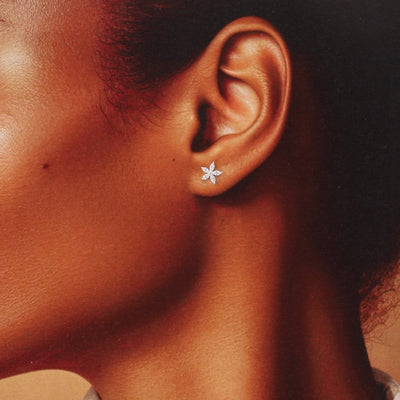 Silver Crystal Flowers Stud Earrings | Attic Creations | boogie + birdie
