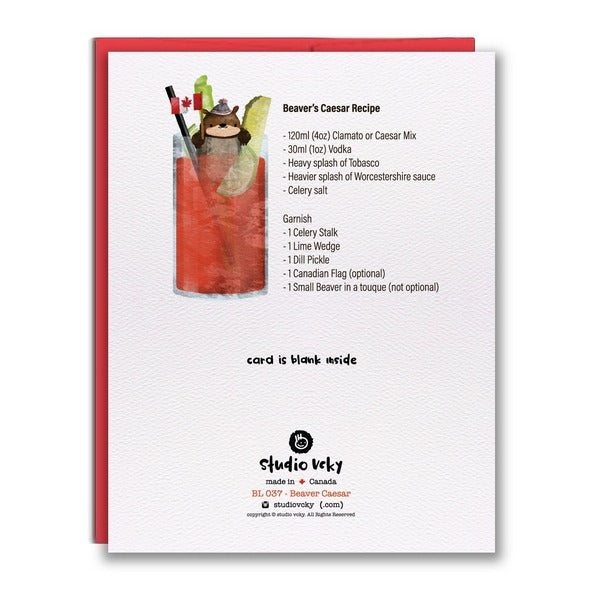 Beaver Caesar Canada Friendship Card (BL037) | studio vcky | boogie + birdie