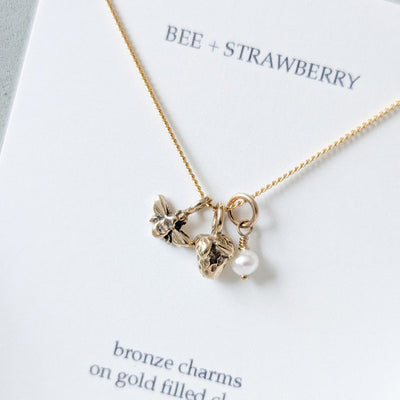 Gold Bee & Strawberry Cluster Necklace  | Marmalade | boogie + birdie