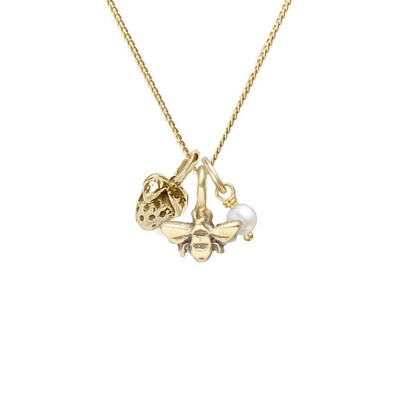 Gold Bee & Strawberry Cluster Necklace  | Marmalade | boogie + birdie