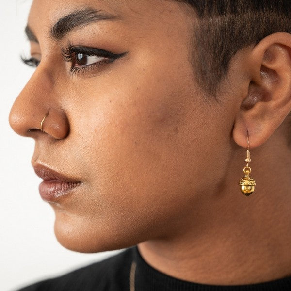 Gold Acorn Drop Earrings | Birch Jewellery | boogie + birdie
