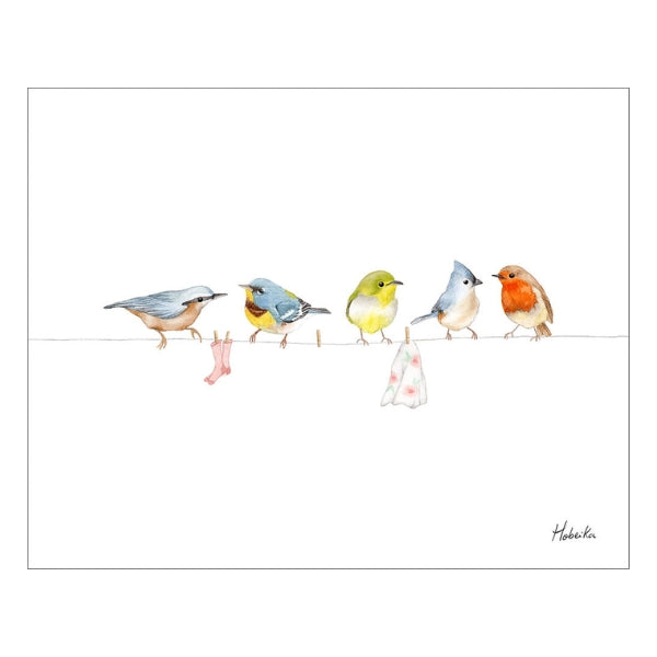 Large Birds on a Clothesline Print | Hobeika Art | boogie + birdie