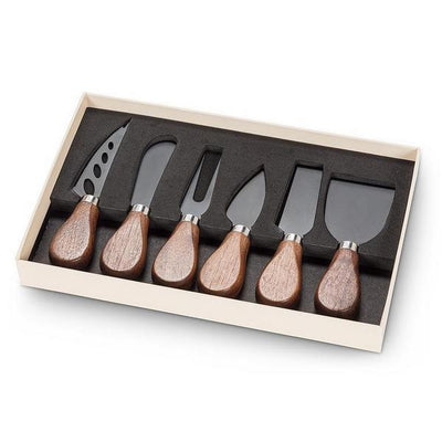 Walnut Handled Black Cheese Knives | Set of 6 | Entertaining | boogie + birdie