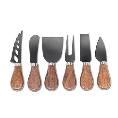 Walnut Handled Black Cheese Knives | Set of 6 | Entertaining | boogie + birdie