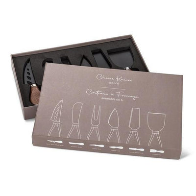 Walnut Handled Black Cheese Knives | Set of 6 | Entertaining | boogie + birdie