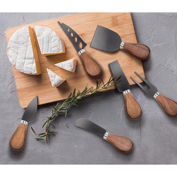 Walnut Handled Black Cheese Knives | Set of 6 | Entertaining | boogie + birdie