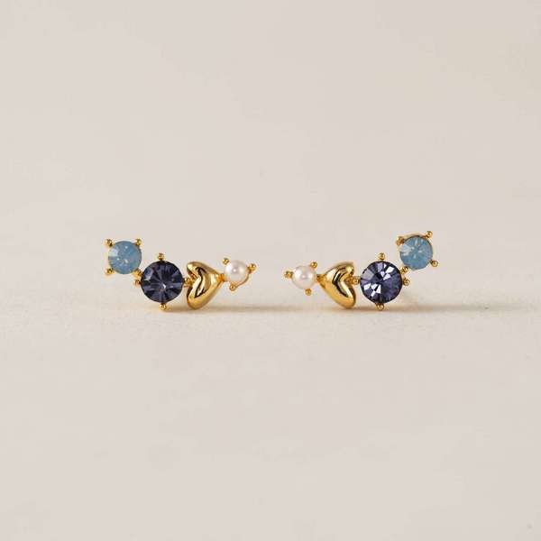 Gold Blue Amorette Climber Earrings | Lover's Tempo | boogie + birdie