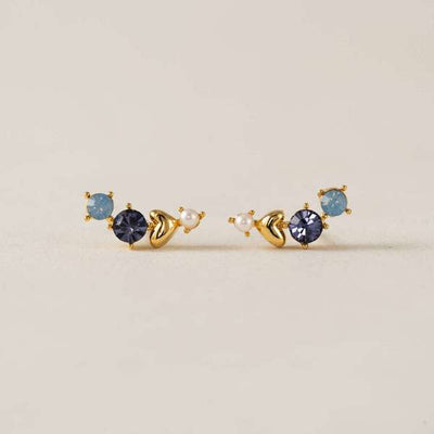Gold Blue Amorette Climber Earrings | Lover's Tempo | boogie + birdie