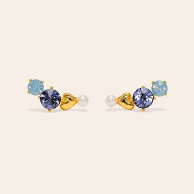Gold Blue Amorette Climber Earrings | Lover's Tempo | boogie + birdie