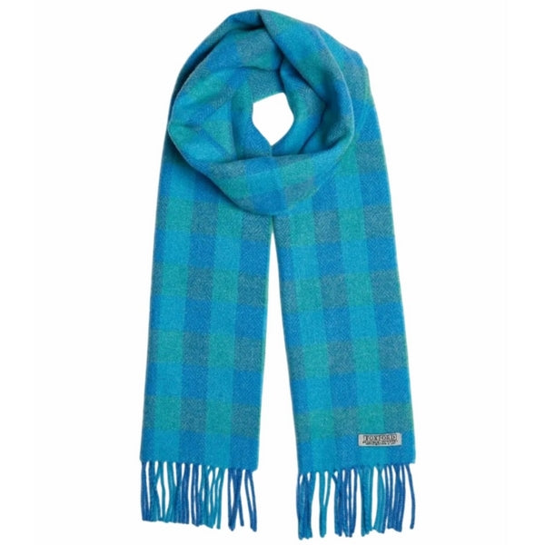 Blue & Green Check Lambswool Scarf | Foxford | boogie + birdie