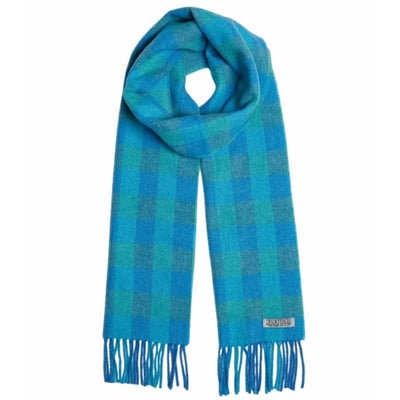 Blue & Green Check Lambswool Scarf | Foxford | boogie + birdie