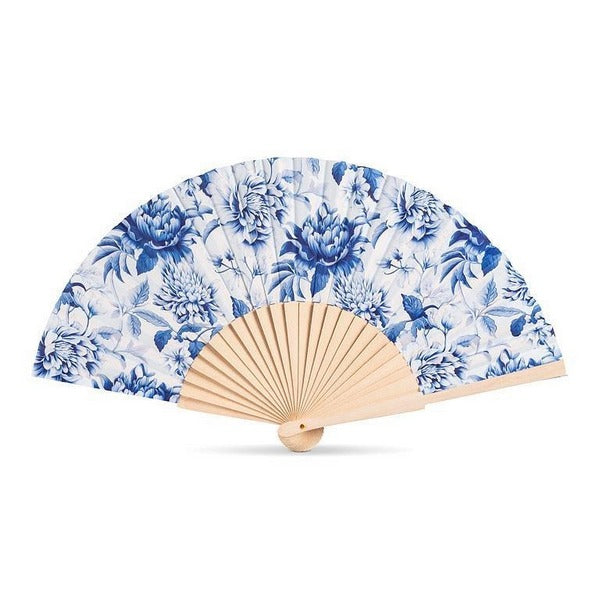 Blue & White Hand Fan (20-FANSI-005) | Accessories | boogie + birdie