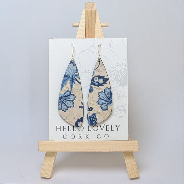 Blue & White Floral Small Wing Earrings | Hello Lovely | boogie + birdie
