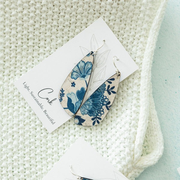 Blue & White Floral Small Wing Earrings | Hello Lovely | boogie + birdie
