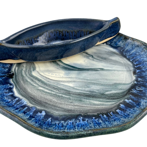 Blue Canoe on the Lake Dip Plate Set | Pavlo Pottery | boogie + birdie