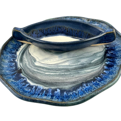 Blue Canoe on the Lake Dip Plate Set | Pavlo Pottery | boogie + birdie