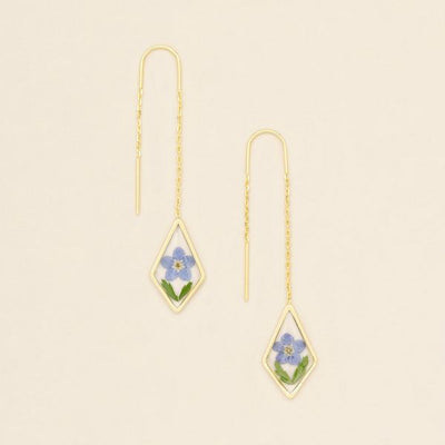 Blue Forget-Me-Not Pressed Flower Gold Threader Earrings | Scout | boogie + birdie
