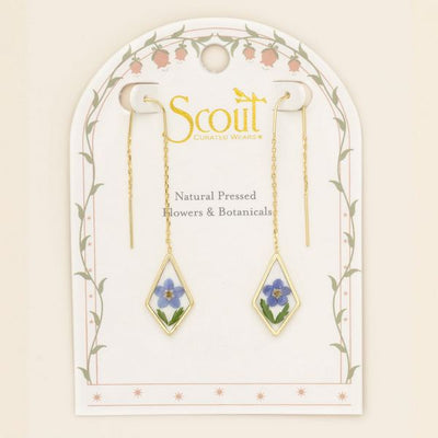 Blue Forget-Me-Not Pressed Flower Gold Threader Earrings | Scout | boogie + birdie