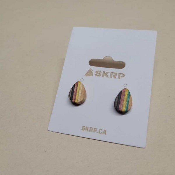 Upcycled Skateboard Rain Drop Stud Earrings | SKRP | boogie + birdie