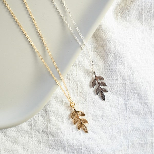 Gold Elegant Leaf Necklace | Birch Jewellery | boogie + birdie
