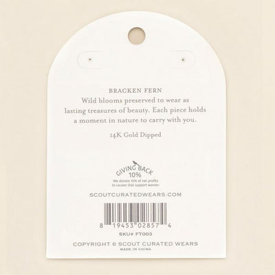 Green Bracken Fern Pressed Flower Gold Threader Earrings | Scout | boogie + birdie