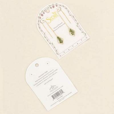 Green Bracken Fern Pressed Flower Gold Threader Earrings | Scout | boogie + birdie