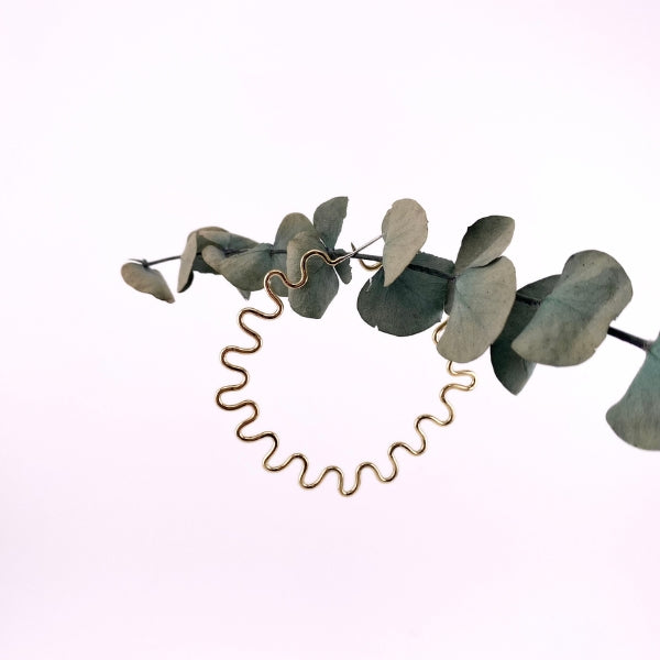 Brass Ripple Hoop Earrings | Lissa Bowie Jewellery | boogie + birdie

