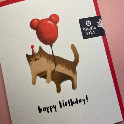 Breadcat & Balloon Birthday Card | studio vcky | boogie + birdie