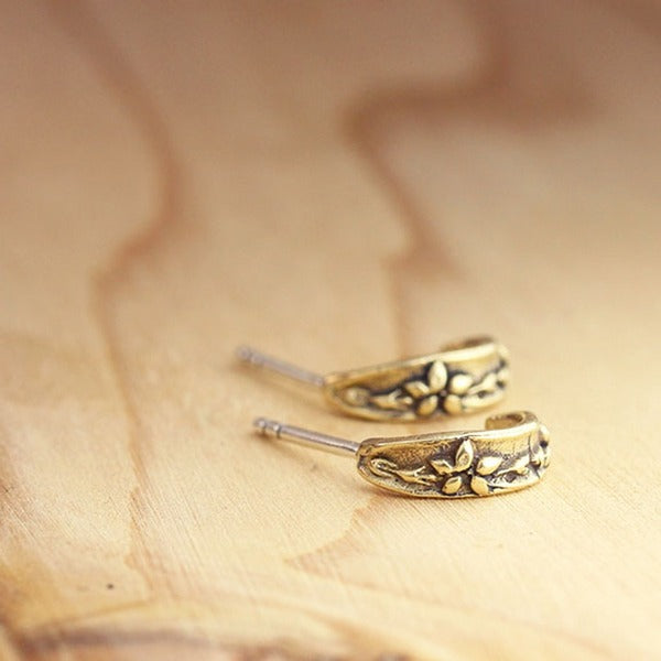 Bronze Forget Me Not Huggie Hoops Earrings | Marmalade Jewellery | boogie + birdie