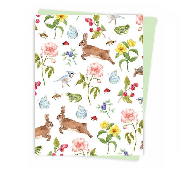 Bunny & Floral Blank Card | Hobeika Art | boogie + birdie