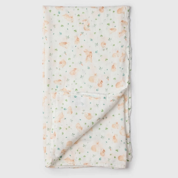 Bunny Meadow Muslin Swaddle | Loulou Lollipop | boogie + birdie