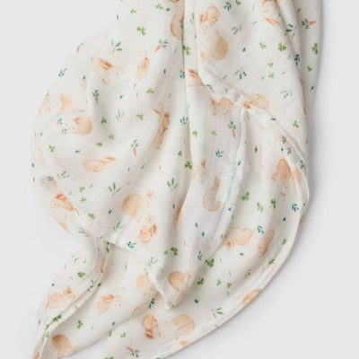Bunny Meadow Muslin Swaddle | Loulou Lollipop | boogie + birdie