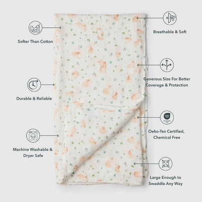 Bunny Meadow Muslin Swaddle | Loulou Lollipop | boogie + birdie