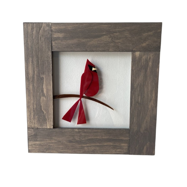 Glass Cardinal Framed Wall Art 12x12 | Shards of Time | boogie + birdie