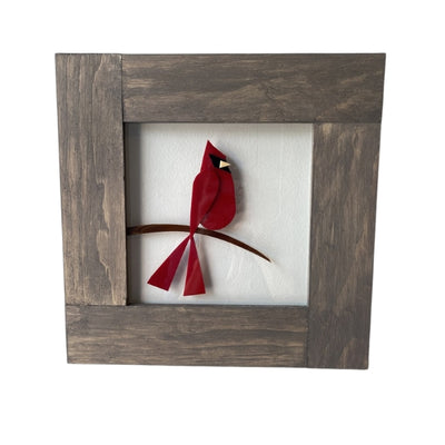 Glass Cardinal Framed Wall Art 12x12 | Shards of Time | boogie + birdie