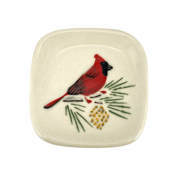Cardinal with Pine Tea Bag Holder | Susan Robertson Pottery | boogie + birdie