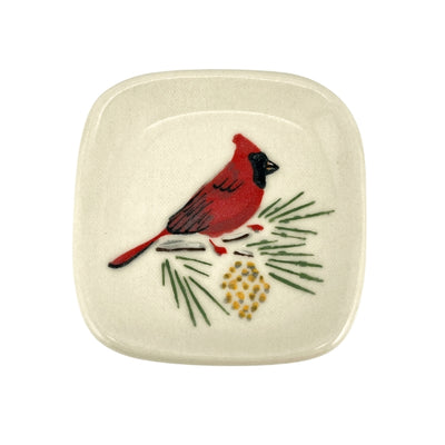 Cardinal with Pine Tea Bag Holder | Susan Robertson Pottery | boogie + birdie